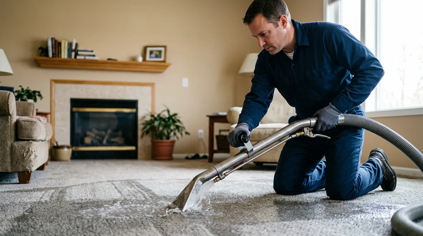 Water damage restoration technician working near Trumbauersville, PA